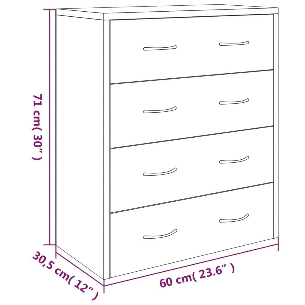 vidaXL Dressoir met 4 Lades - Zwart - 35% Korting