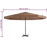 VidaXL Parasol Aluminium Paal 500cm Taupe - 69% Korting!