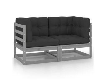 vidaXL Tuinbank Grenenhout Grijs | 59% Korting