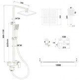 Doucheset - Badkraan, Regendouche & Handdouche (30cm) - Chroom
