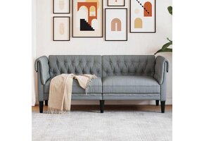 vidaXL Chesterfield 2-zitsbank (lichtgrijs, stof) - 35% Korting