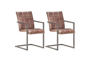 vidaXL Eetkamerstoelen: 2x Echt Leer, 47% Korting!