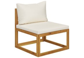 vidaXL Middenbank Acaciahout - Crèmewit Kussen - 35% Korting!