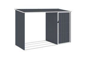 vidaXL Brandhoutschuur 245x98x159 cm - Gegalvaniseerd Staal Antraciet - 60% Korting!