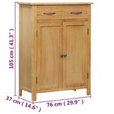 vidaXL Schoenenkast Massief Eikenhout 76x37x105 cm - 35% Korting