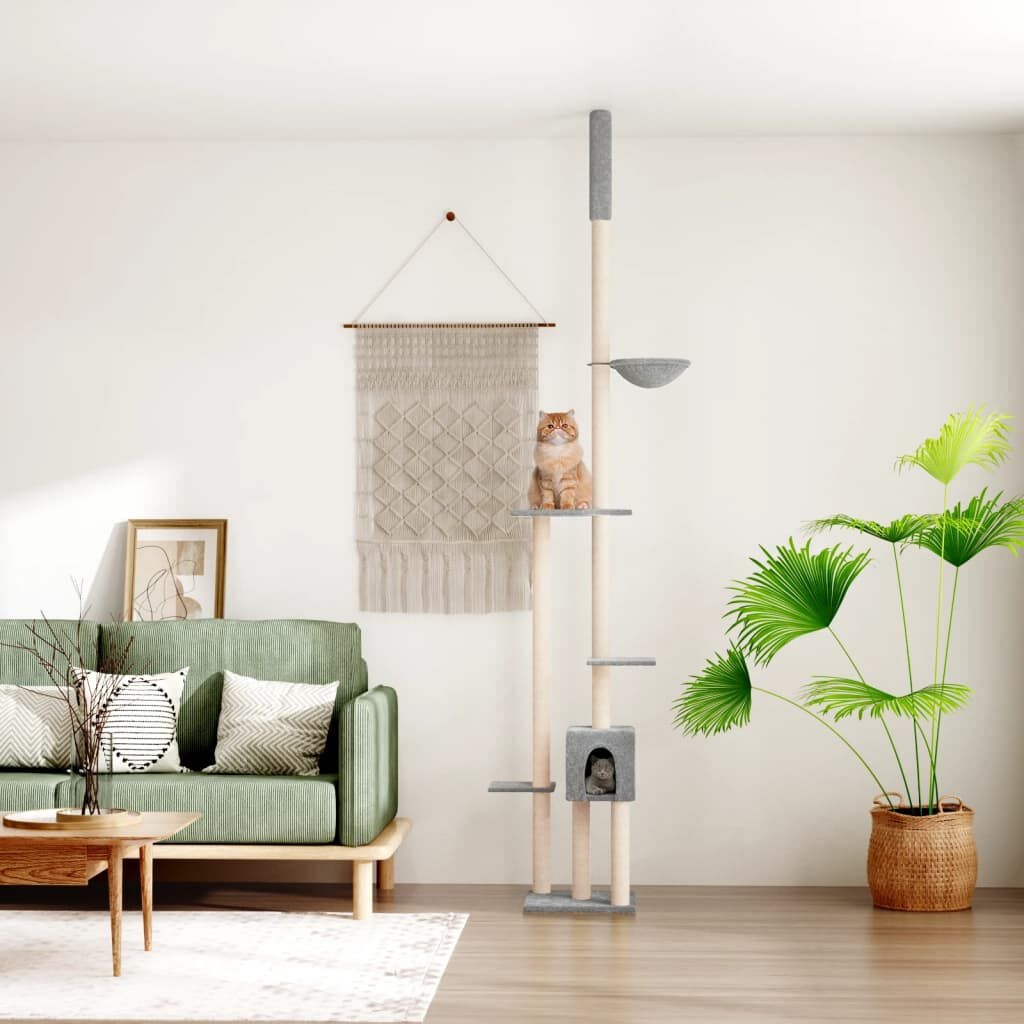 vidaXL Kattenmeubel Vloer tot Plafond 258,5-284,5 cm Grijs - 55% Korting!
