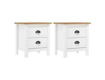 vidaXL Nachtkastjes Hill (2 stuks) Grenenhout Wit - 55% Korting!