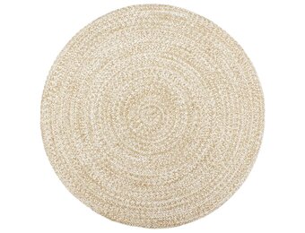 vidaXL Jute Vloerkleed Rond 210cm Wit/Bruin - Nu 35% Korting!