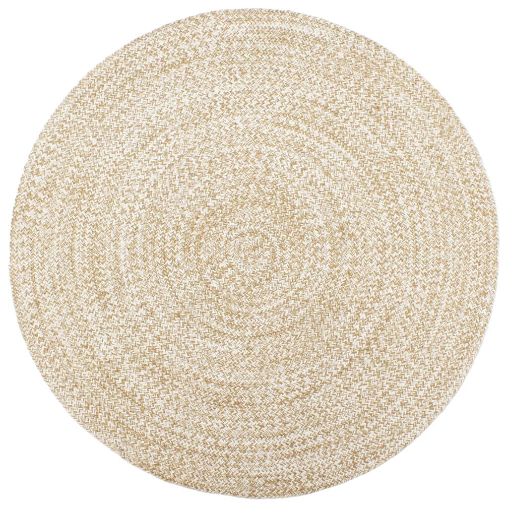 vidaXL Jute Vloerkleed Rond 210cm Wit/Bruin - Nu 35% Korting!