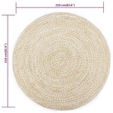 vidaXL Jute Vloerkleed Rond 210cm Wit/Bruin - Nu 35% Korting!