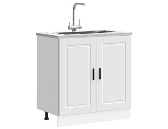 vidaXL Spoelbakonderkast Porto 80cm Wit - Nu 55% Korting!