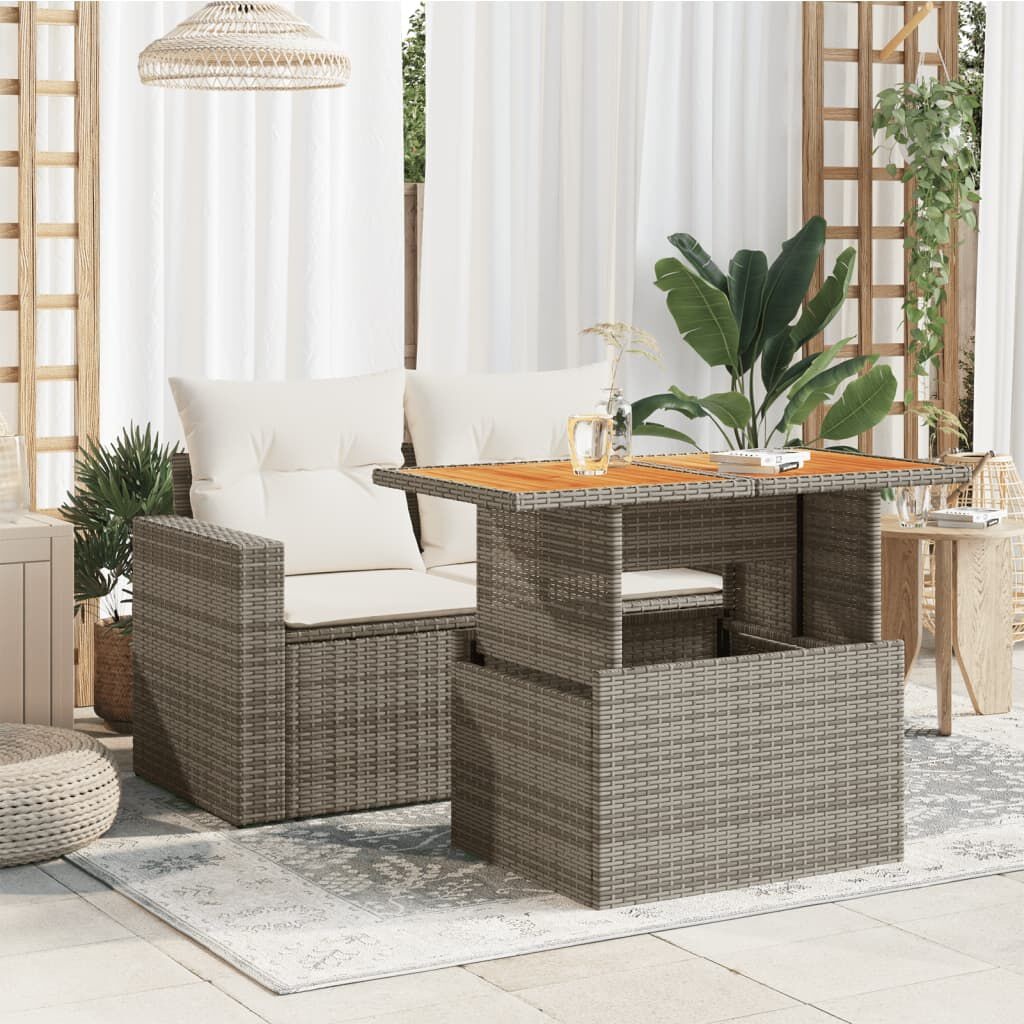 vidaXL Tuintafel Poly Rattan & Acaciahout - 55% Korting
