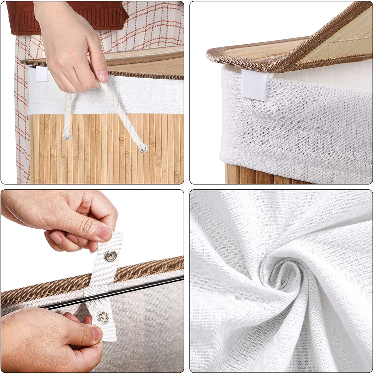 SONGMICS 150L Wasmand met 3 Vakken & Deksel - 55% Korting!