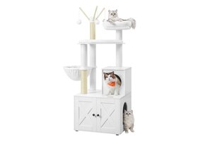 Geretourneerde Krabpaal & Kattenbak Meubel (Wit) - 35% Korting