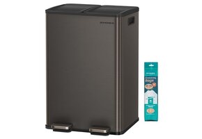 Dubbele Afvalemmer Staal Antraciet 2x30L - Nu 35% Korting!