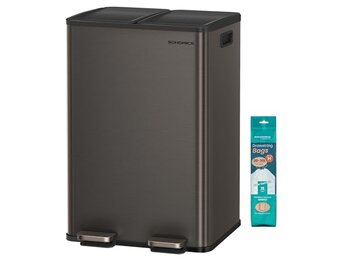 Dubbele Afvalemmer Staal Antraciet 2x30L - Nu 35% Korting!