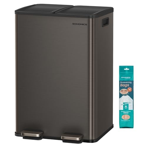 Dubbele Afvalemmer Staal Antraciet 2x30L - Nu 35% Korting!