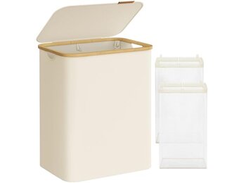 Wasmand Cream White 65L - Ruimtebesparend & 30% Korting!