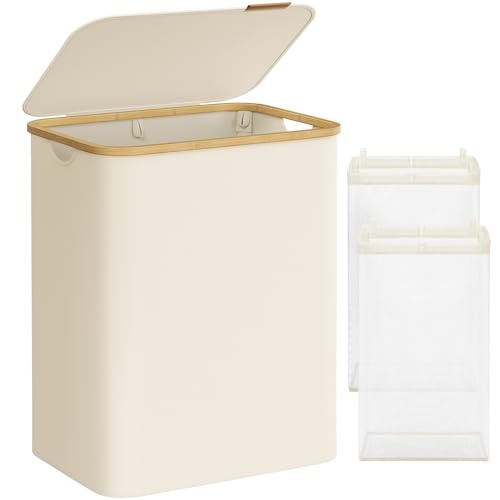 Wasmand Cream White 65L - Ruimtebesparend & 30% Korting!