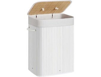 Wasmand Bamboe Wit 72L - 35% Korting!