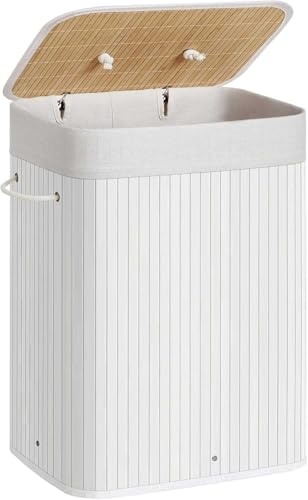 Wasmand Bamboe Wit 72L - 35% Korting!