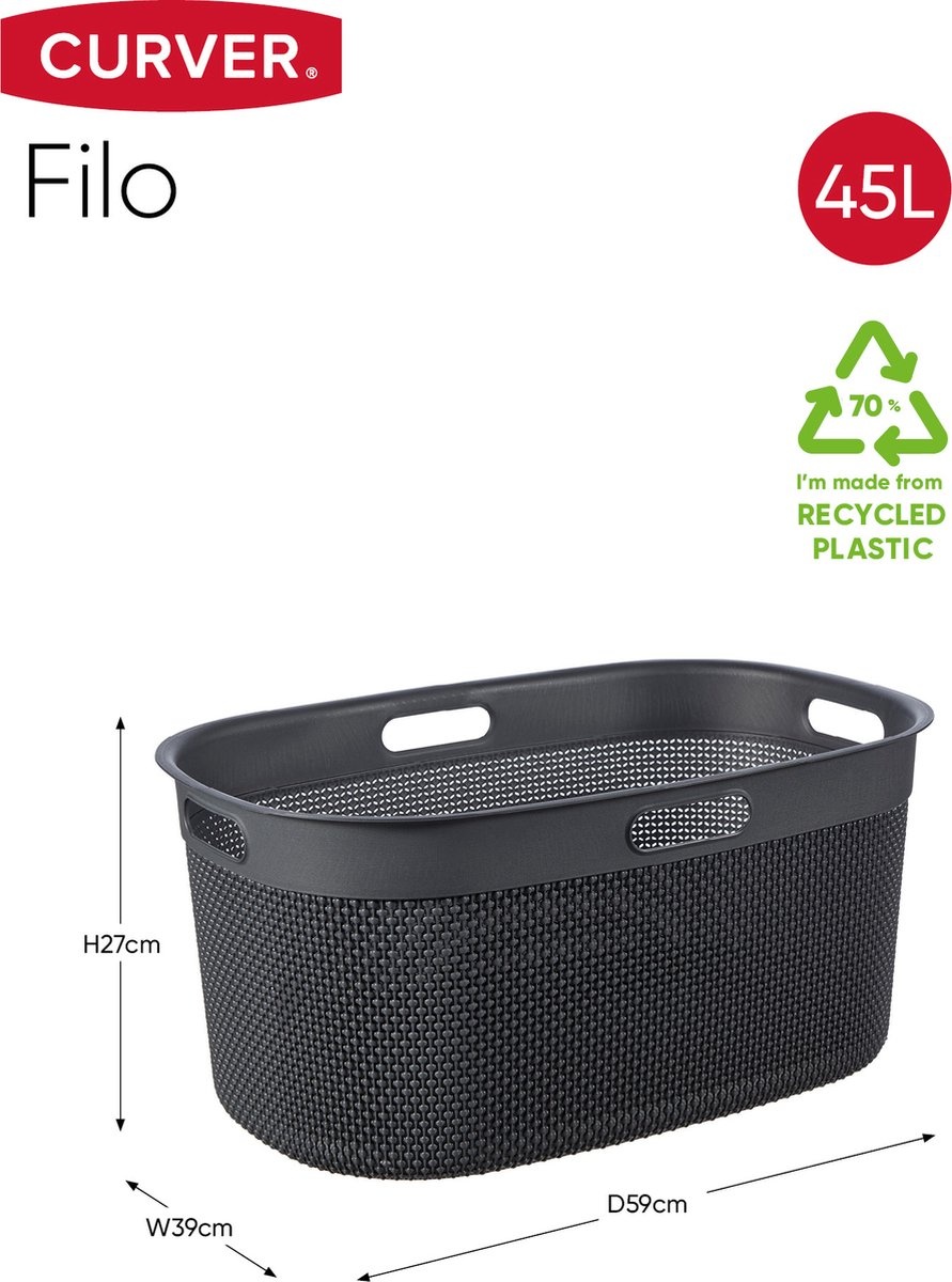 Curver Filo Wasmand 45L Antraciet | 35% Korting