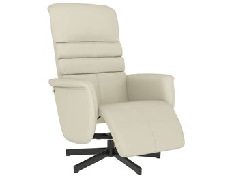 vidaXL Fauteuil met Voetensteun Crèmekleurig Kunstleer - 42% Korting