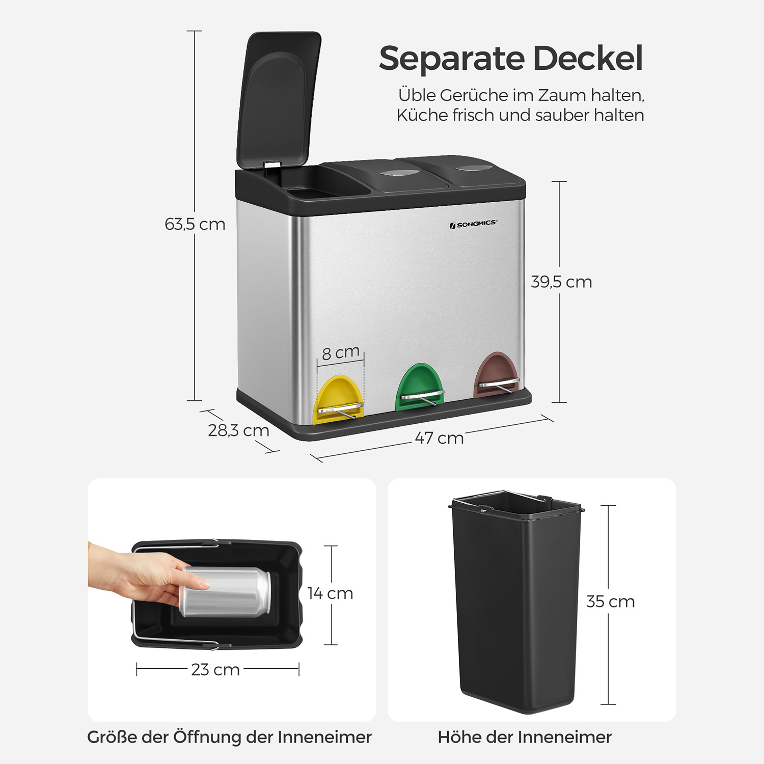SONGMICS 3-in-1 Afvalscheidingsbak (24L) - 30% Korting!