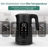 Emerio Waterkoker 1.7L met Temp.reg. & Warmhoudfunctie - Zwart - Nu 53% Korting!