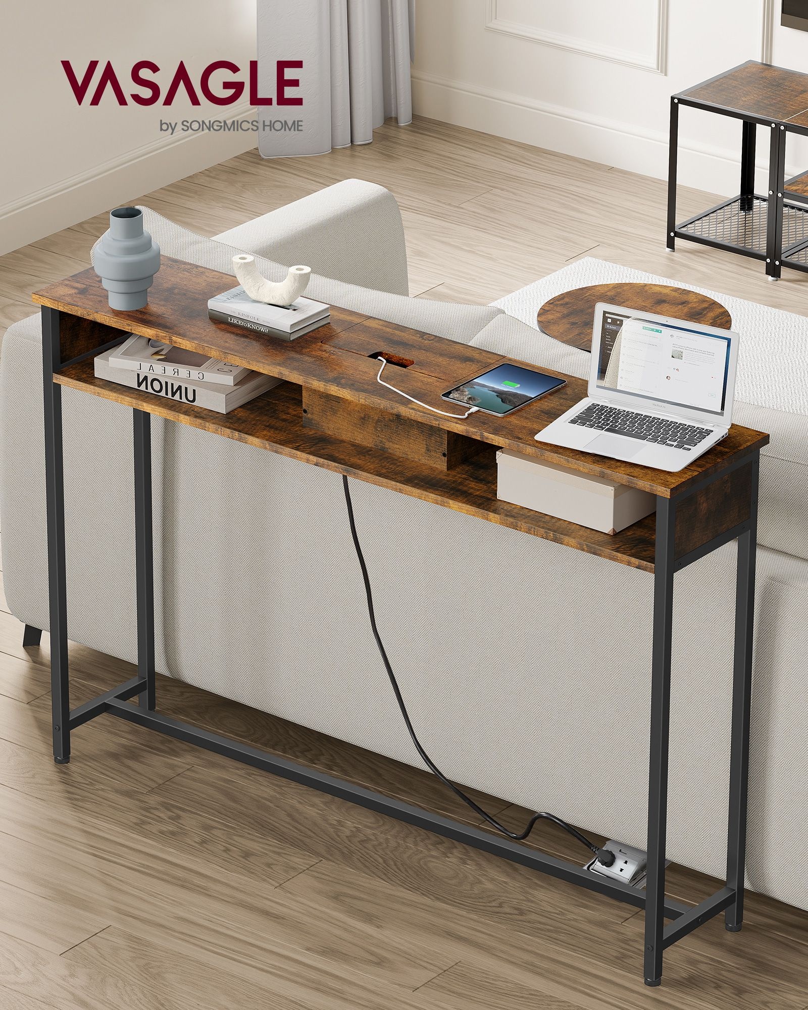 VASAGLE Console Tafel met Power Strip - 60% Korting!