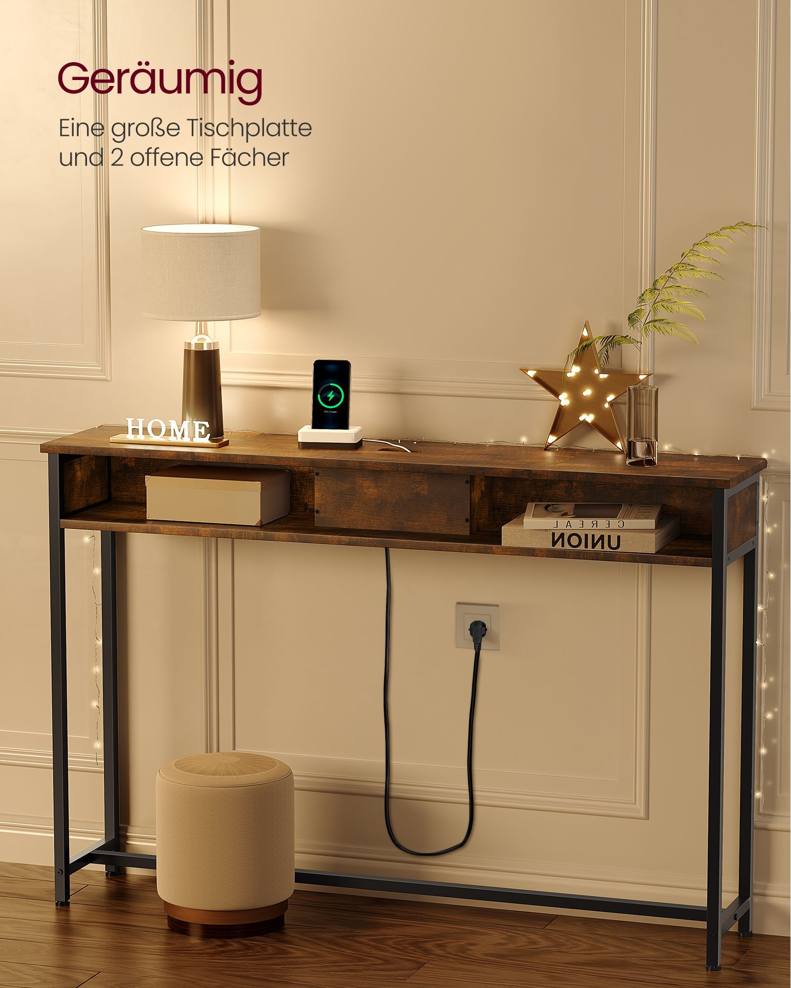 VASAGLE Console Tafel met Power Strip - 60% Korting!