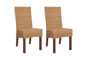 vidaXL Eetkamerstoelen Rattan Bruin (2 stuks) - 35% Korting!