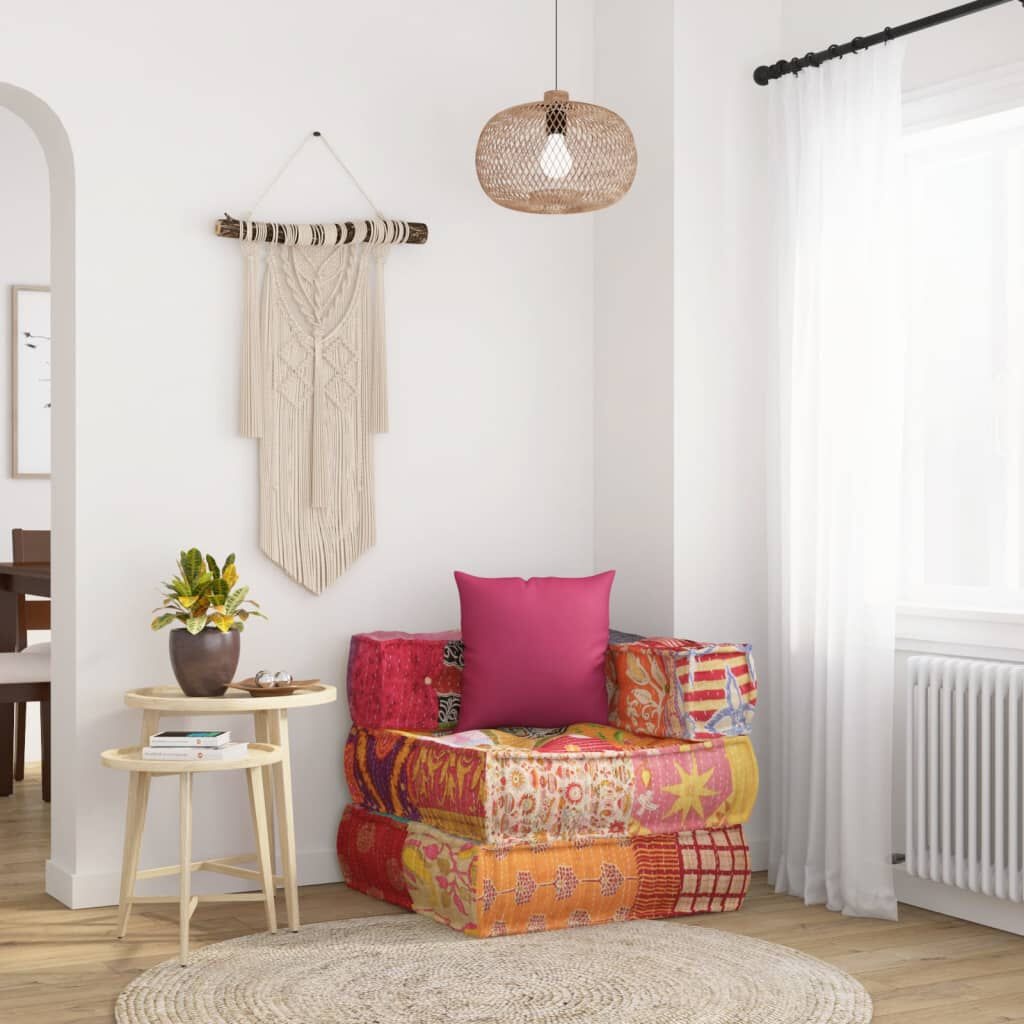 vidaXL Poef Modulair met Kussen - Patchwork Stof - 41% Korting!