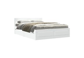 vidaXL Bedframe met Hoofdeinde - Wit, 120x190 cm - Nu 64% Korting!