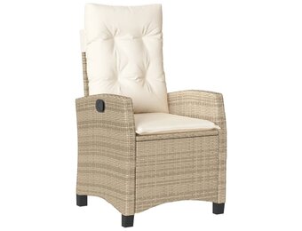 vidaXL Verstelbare Tuinstoel met Kussens Poly Rattan Beige - 70% Korting!