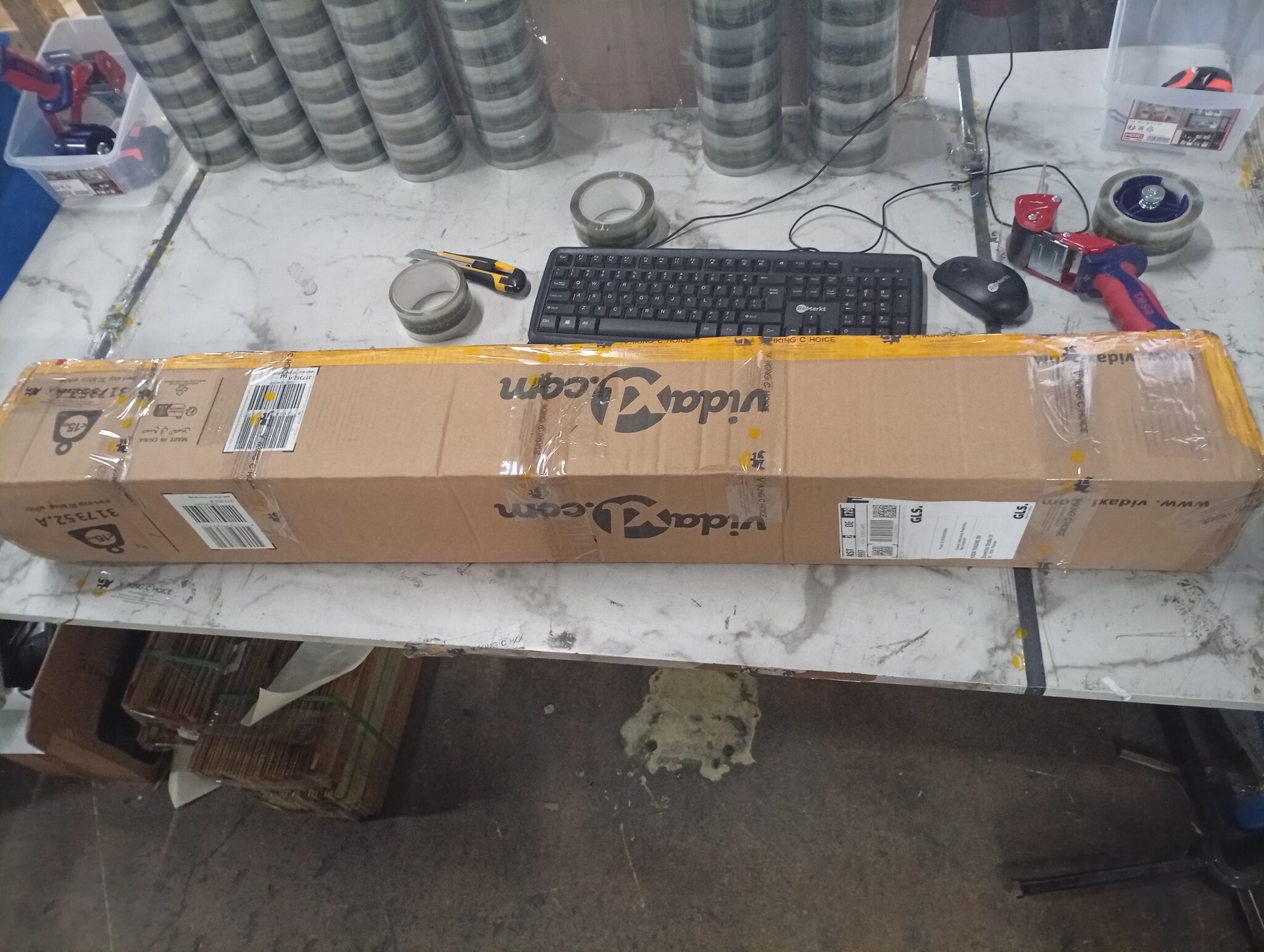 vidaXL Luifel handmatig uittrekbaar 300 cm blauw/wit - 68% Korting