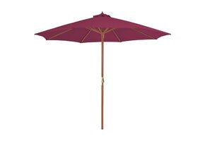 VidaXL Parasol 300 cm Bordeauxrood - Houten Paal - 63% Korting!