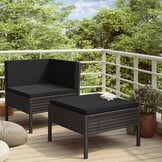 vidaXL Loungeset Poly Rattan Zwart - 2-delig - 73% Korting