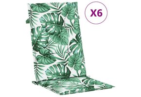 vidaXL Stoelkussens Hoge Rug, 6 stuks, Bladpatroon | 53% Korting