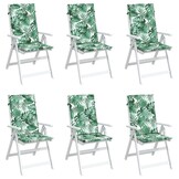 vidaXL Stoelkussens Hoge Rug, 6 stuks, Bladpatroon | 53% Korting