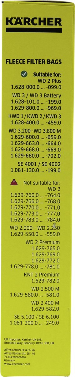 Kärcher Stofzuigerzakken - 4 stuks - 53% Korting!