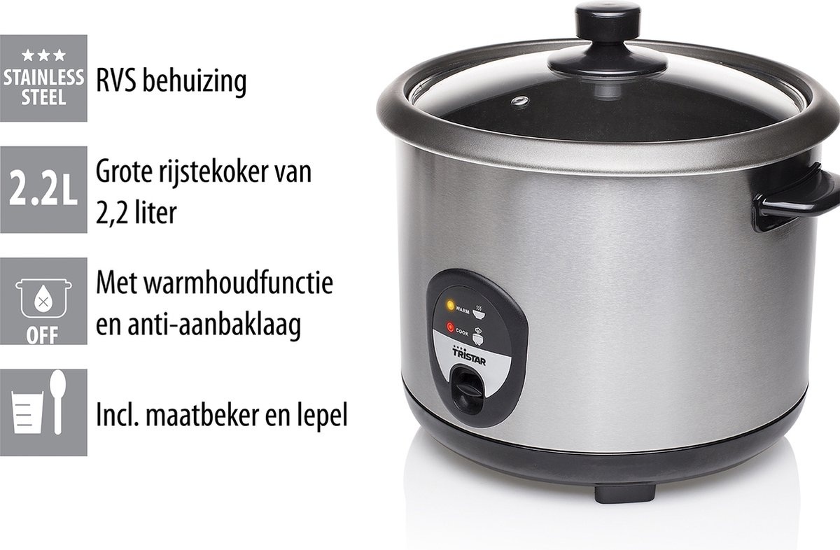 Tristar Rijstkoker 2.2L - 53% Korting! Ideaal voor 10-12 personen