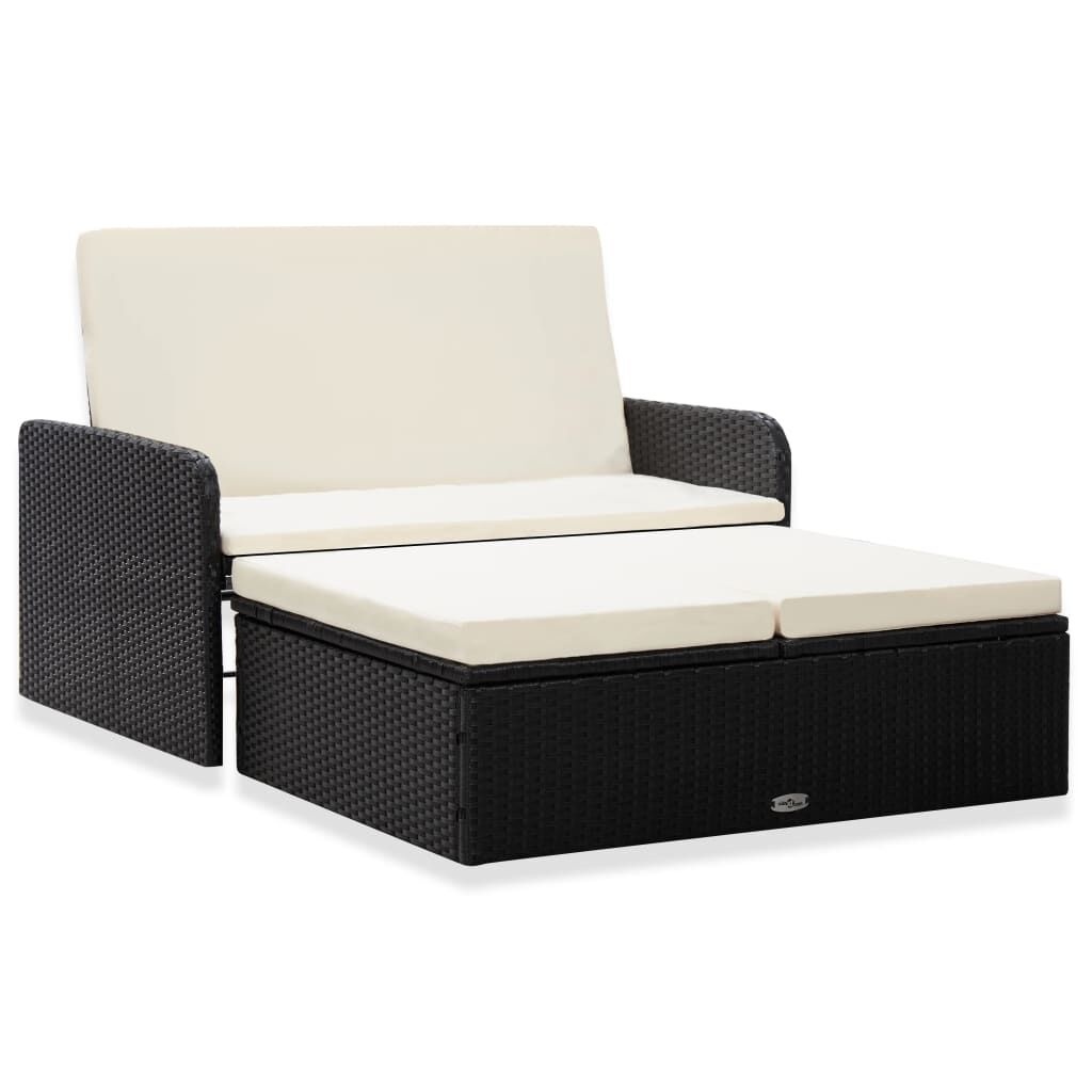 vidaXL Loungeset met kussens - Poly Rattan Zwart | -42%