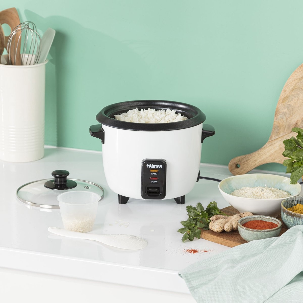 Tristar Rijstkoker 0.6L - 3 pers. | 53% KORTING | Wit (RK-6117)