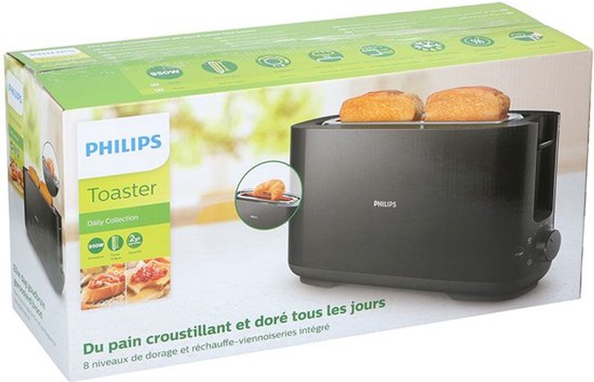 Philips Daily HD2590/90 Broodrooster (Zwart) - 47% Korting!