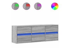 vidaXL TV-Wandmeubel met LED 130cm Grijs Sonoma - 35% Korting!