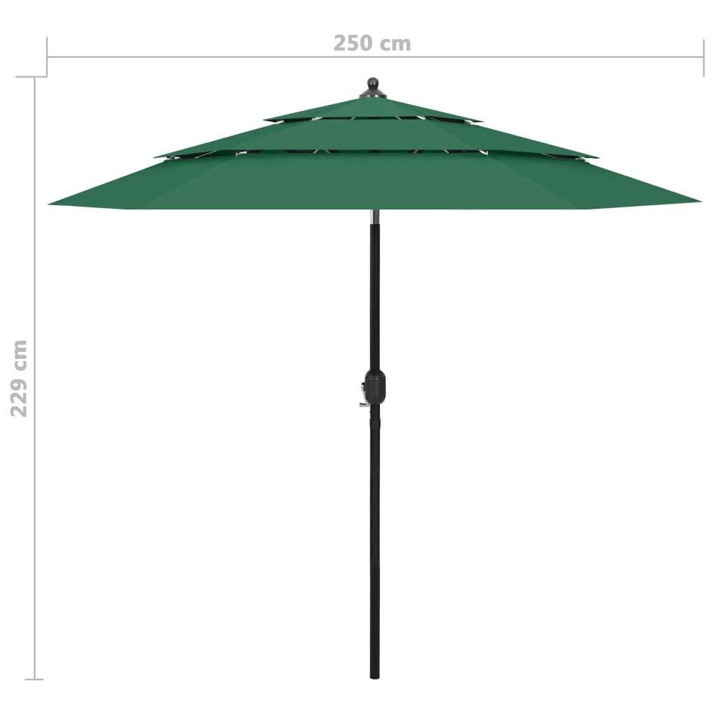 vidaXL Parasol 3-laags 2,5m Groen (35% Korting)