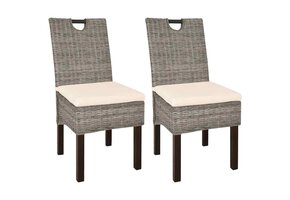 VidaXL Eetkamerstoel Kubu (2 stuks) - Rattan & Mangohout | 30% Korting