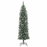 vidaXL Smalle Kunstkerstboom 180cm PVC met Dennenappels & Sneeuw - 60% Korting!