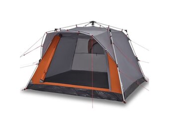 vidaXL Kampeertent 4p Snelontgrendeling Grijs/Oranje - 35% Korting!